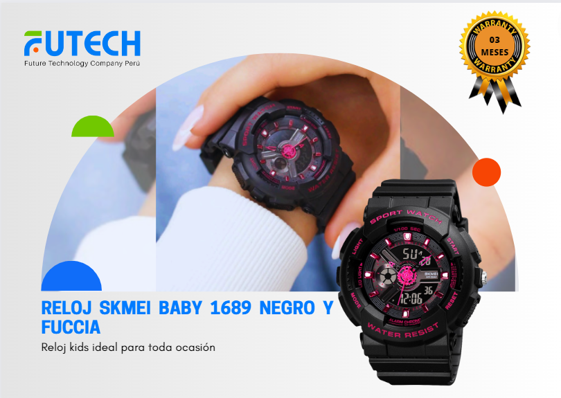 RELOJ BABY SKMEI DETALLES ROSADOS  SKM-1689